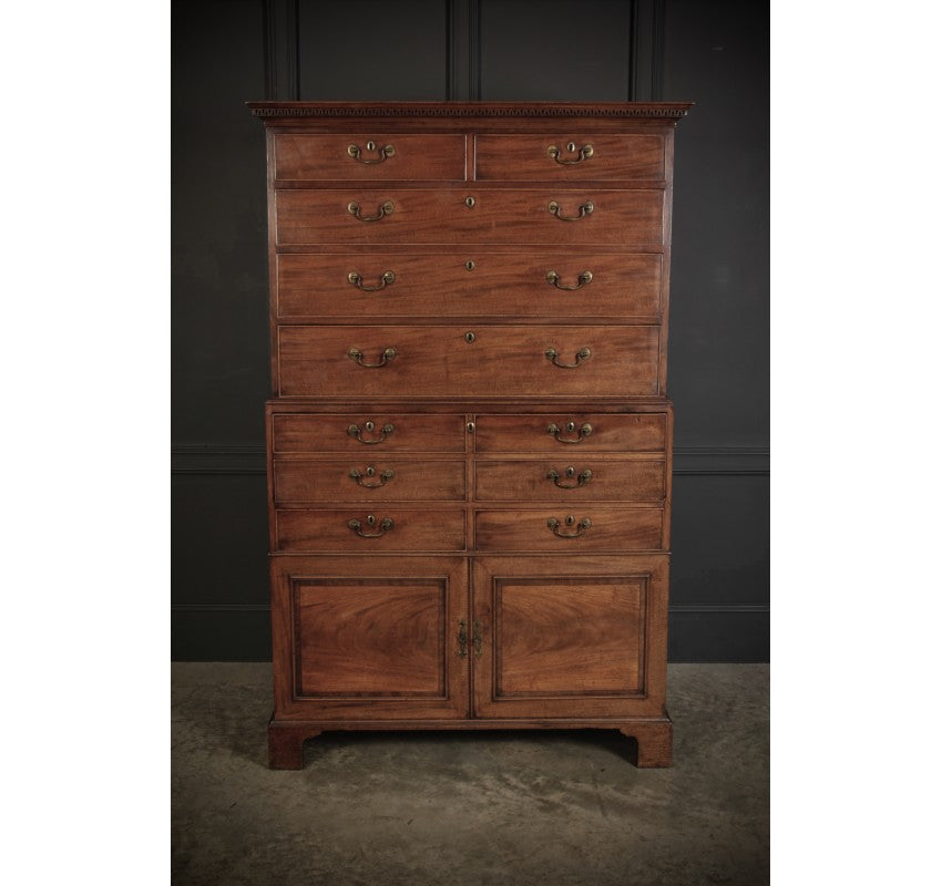18th Century Mahogany Tallboy Architects Secrétaire Chest on Chest