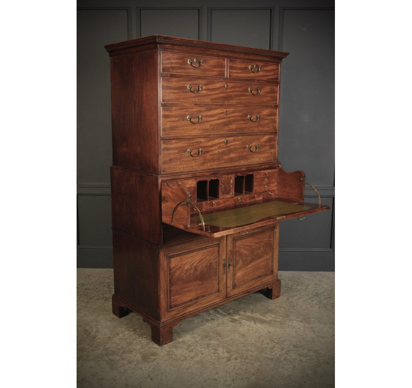 18th Century Mahogany Tallboy Architects Secrétaire Chest on Chest
