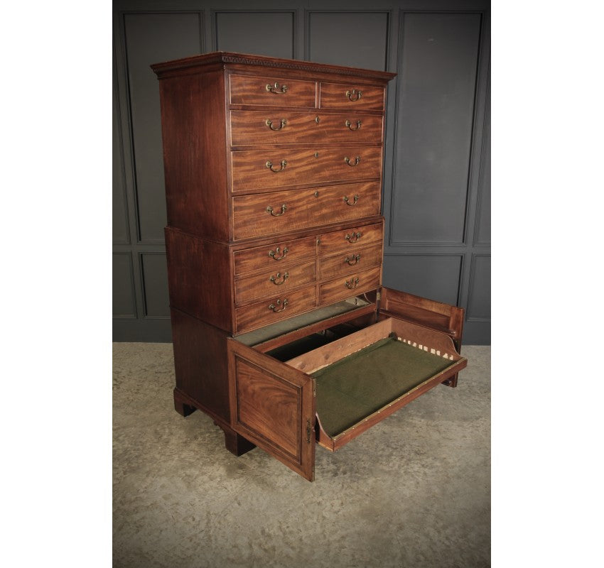 18th Century Mahogany Tallboy Architects Secrétaire Chest on Chest