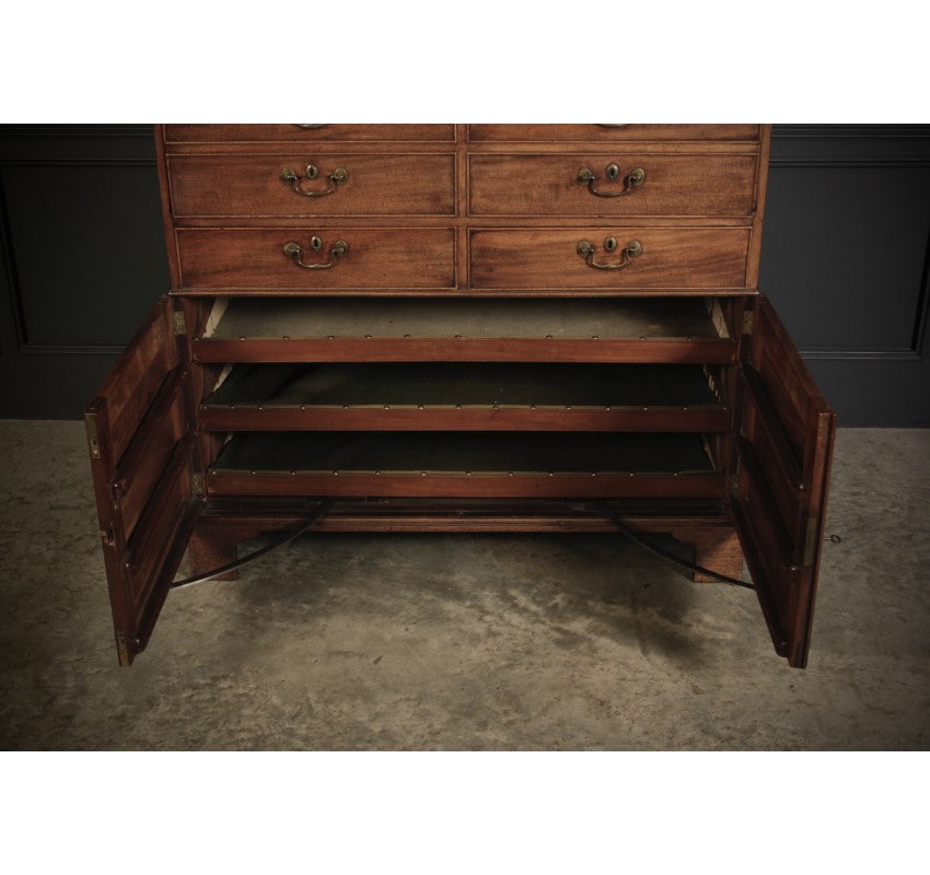 18th Century Mahogany Tallboy Architects Secrétaire Chest on Chest