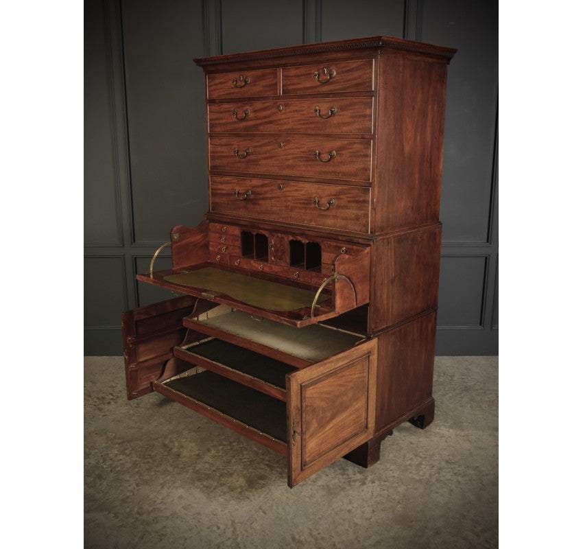 18th Century Mahogany Tallboy Architects Secrétaire Chest on Chest