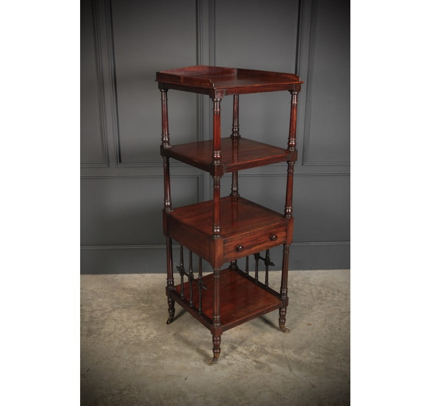 19th Century Slim 4 Tier Mahogany Whatnot