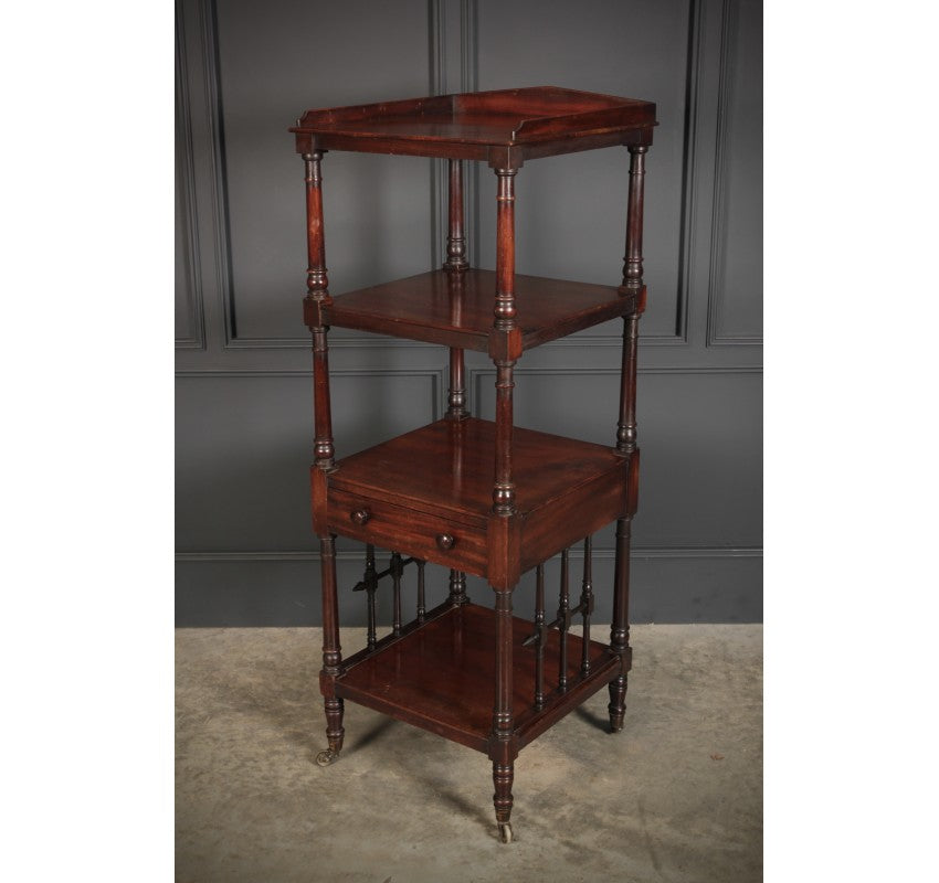 19th Century Slim 4 Tier Mahogany Whatnot