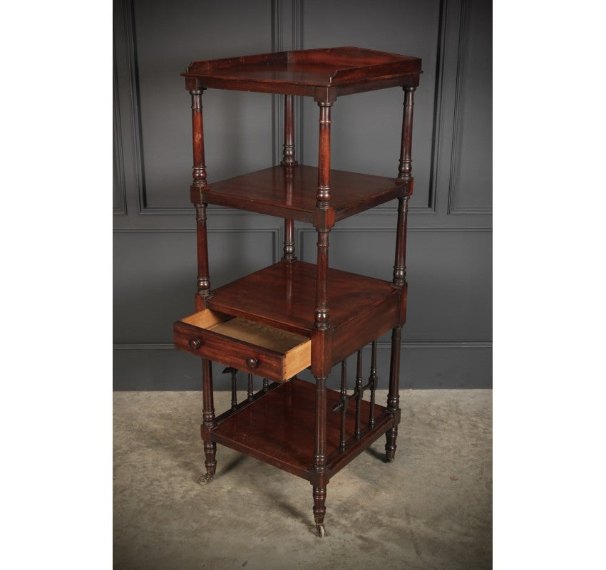 19th Century Slim 4 Tier Mahogany Whatnot