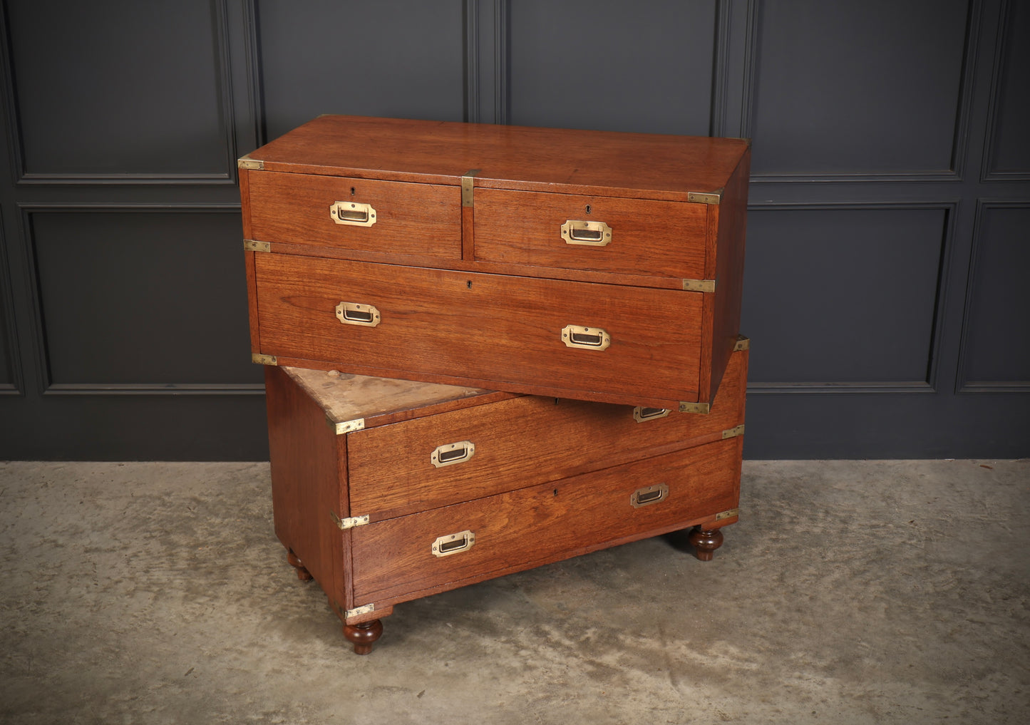 19th Century Teak Military Campaign Chest