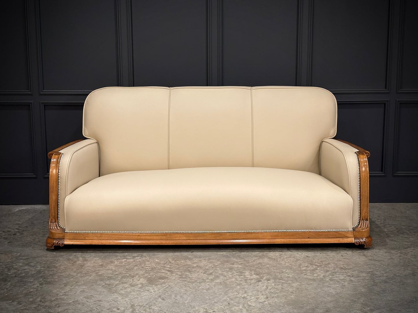 Art Deco Walnut & Leather 3-Piece Suite