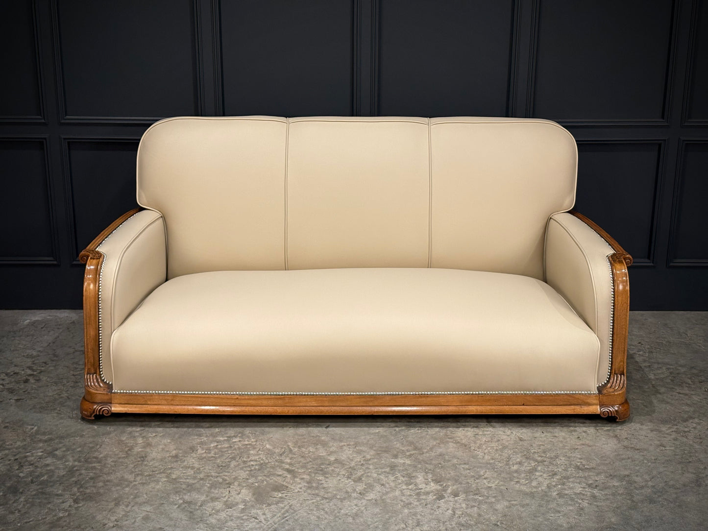 Art Deco Walnut & Leather 3-Piece Suite