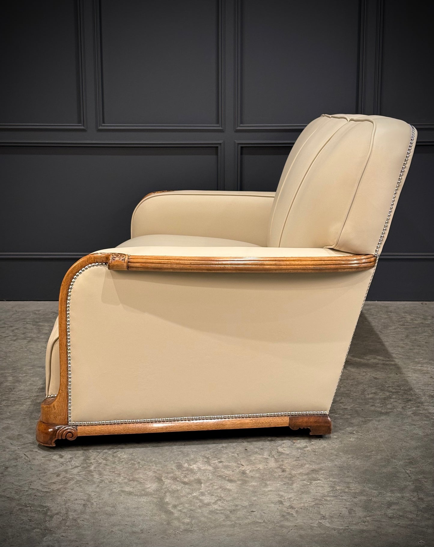 Art Deco Walnut & Leather 3-Piece Suite