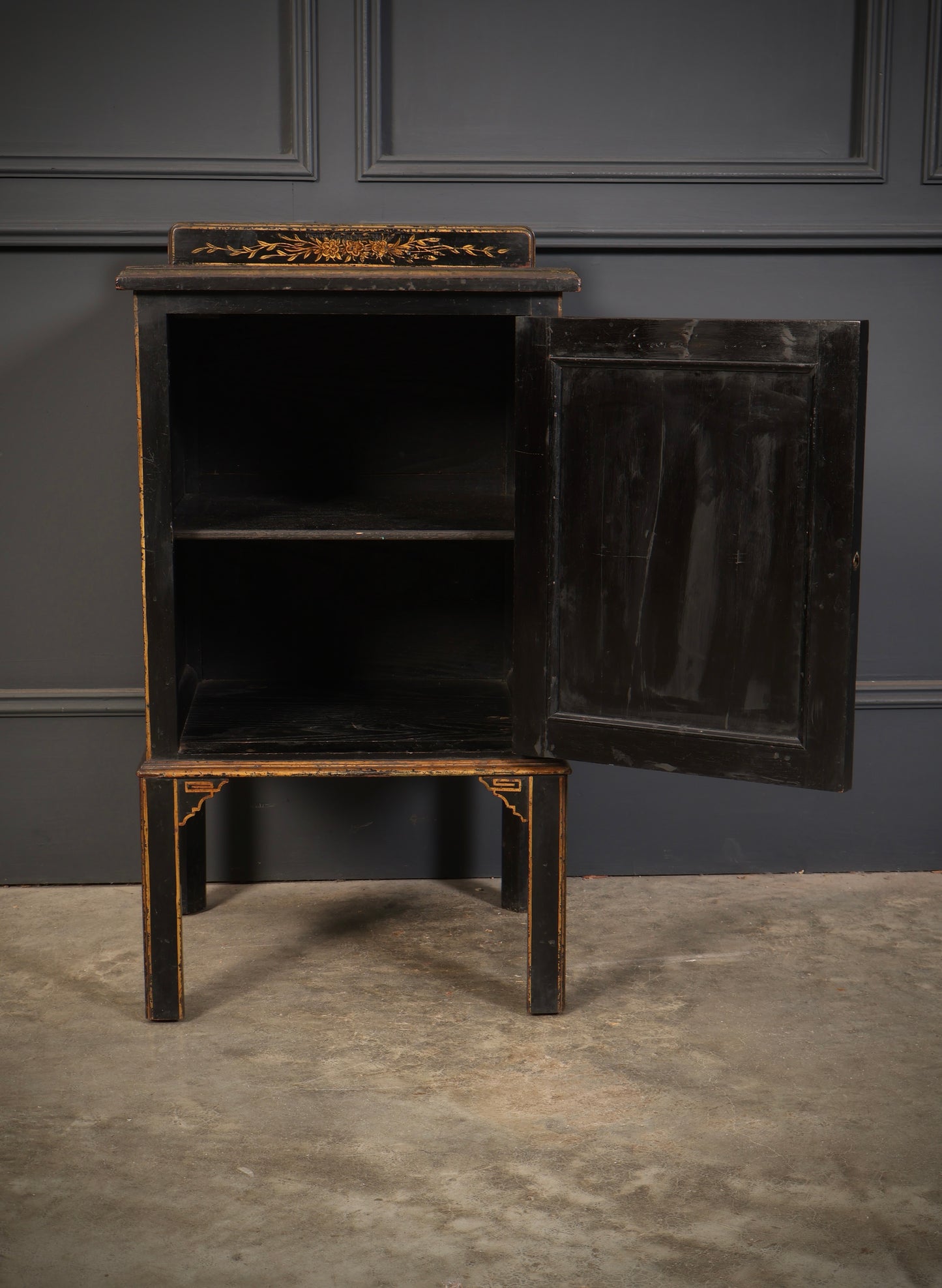 Black Chinoiserie Bedside Cabinet