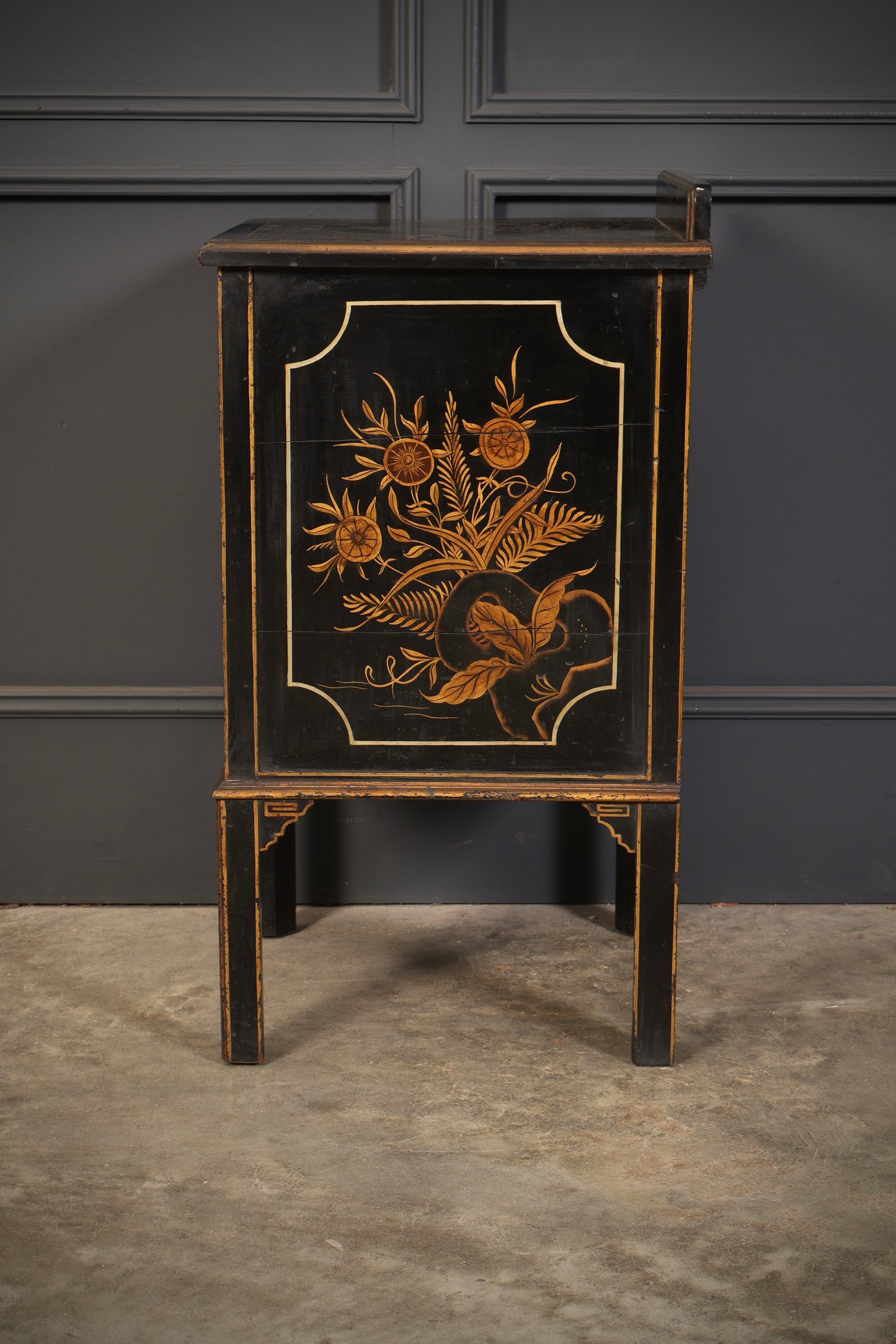 Black Chinoiserie Bedside Cabinet