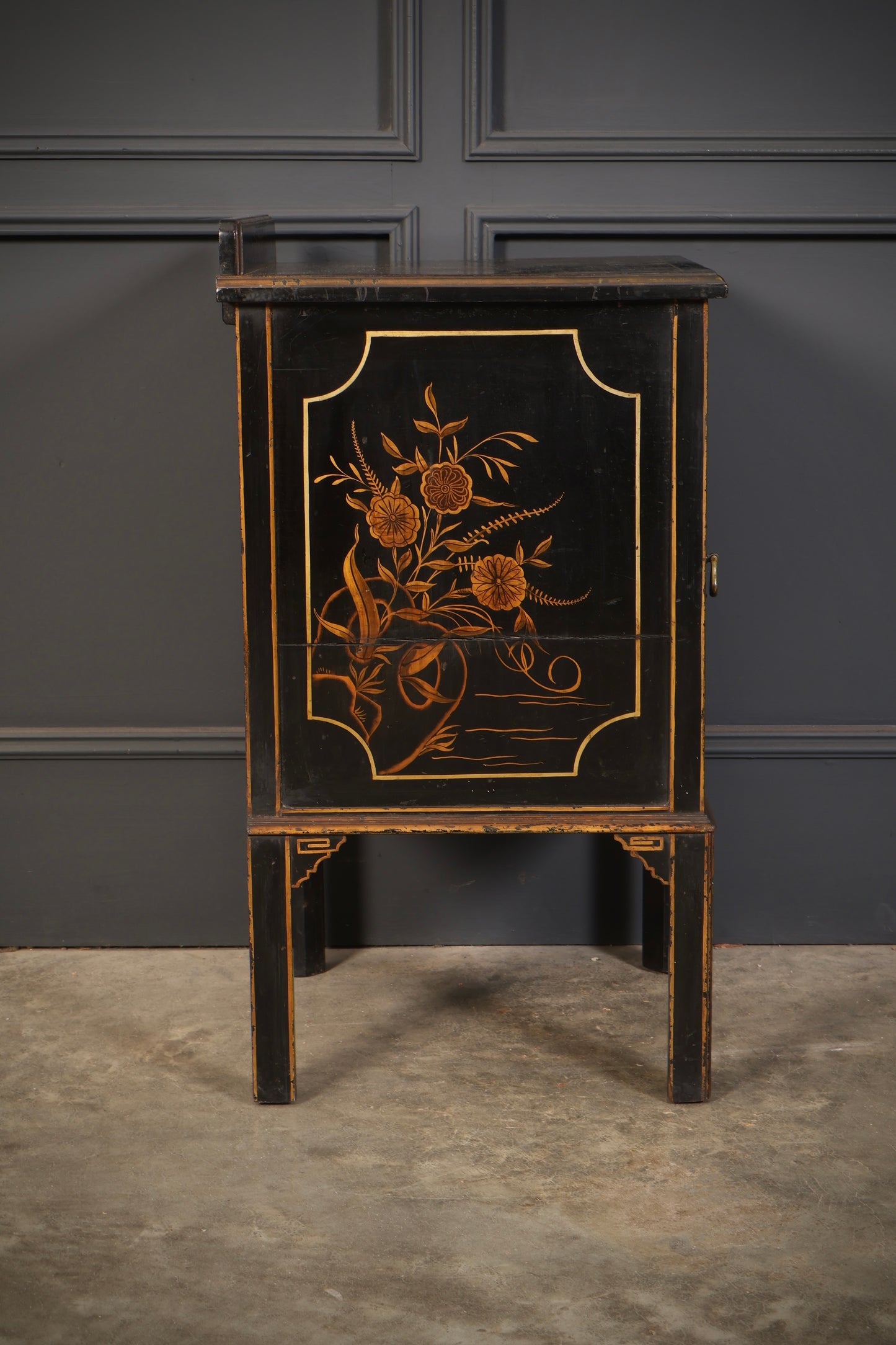Black Chinoiserie Bedside Cabinet
