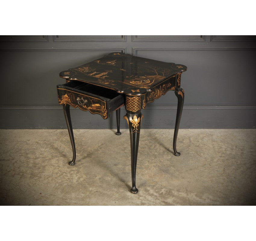 Black Lacquered Chinoiserie Occasional Table