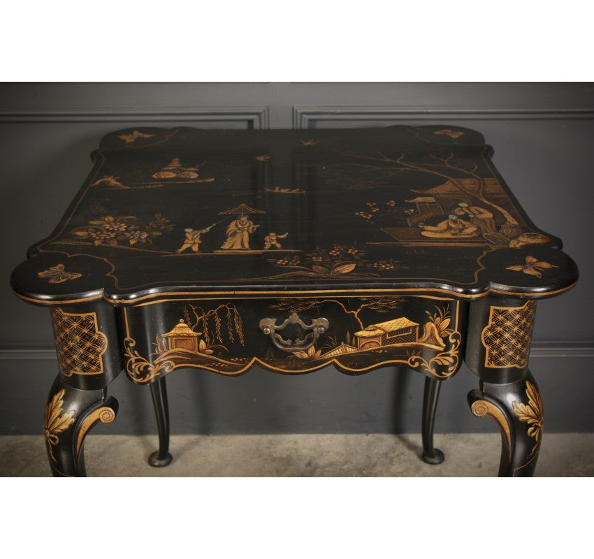Black Lacquered Chinoiserie Occasional Table