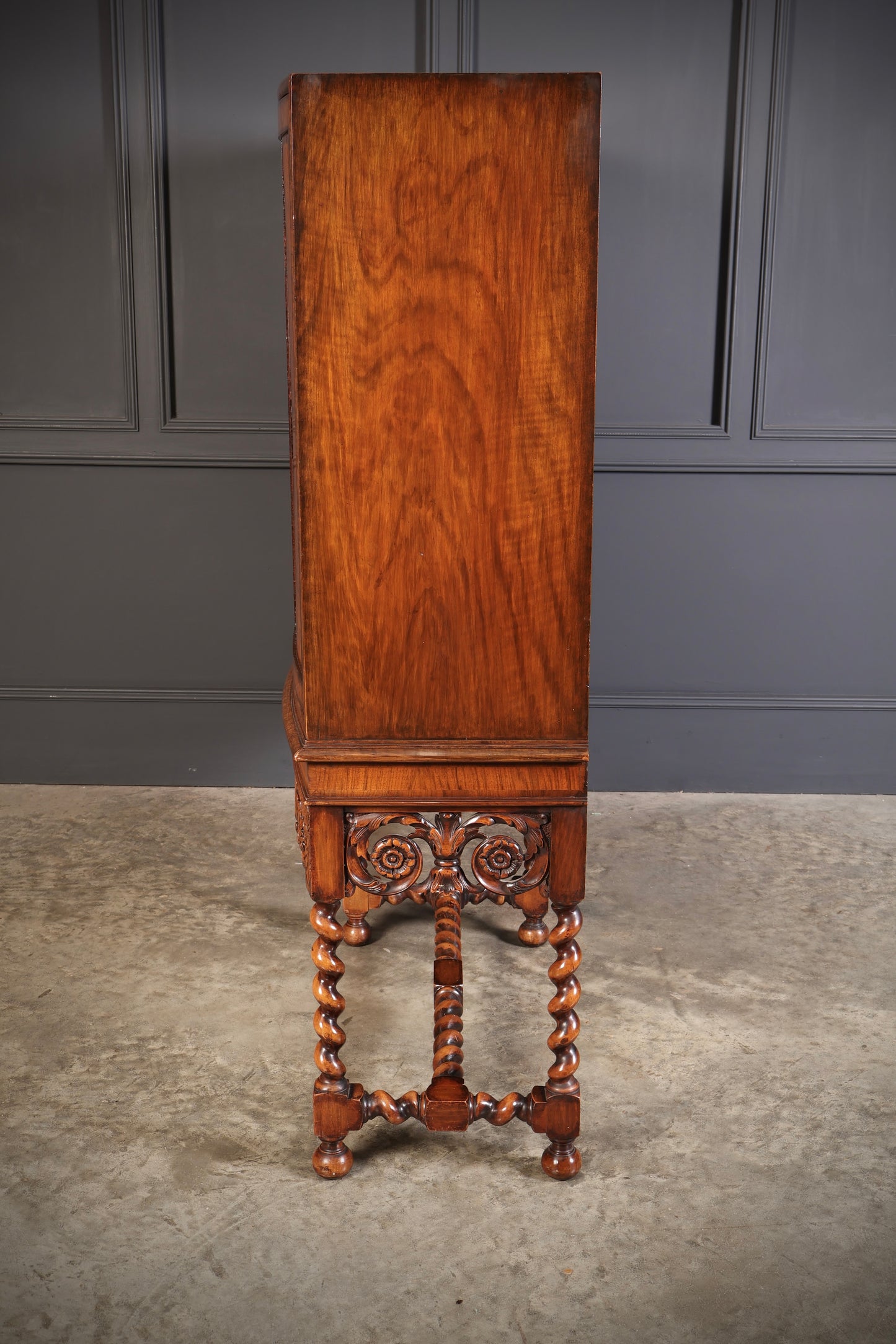 Double Bow Front Burr Walnut Cocktail Cabinet