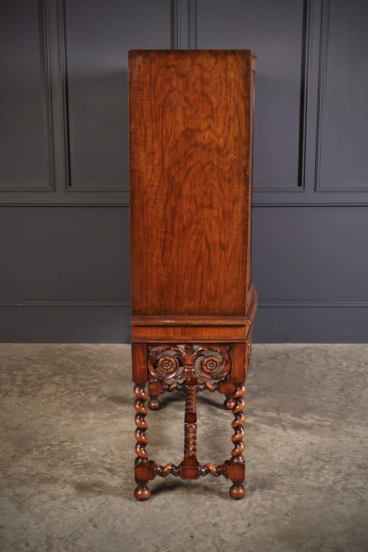 Double Bow Front Burr Walnut Cocktail Cabinet