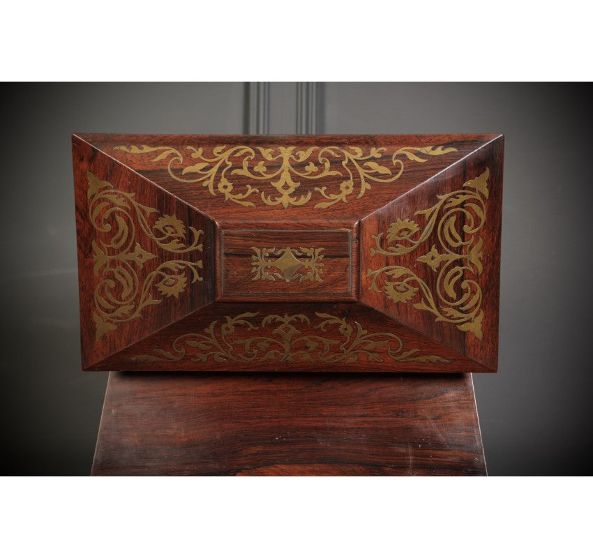 Brass Inlaid Rosewood Tea Caddy