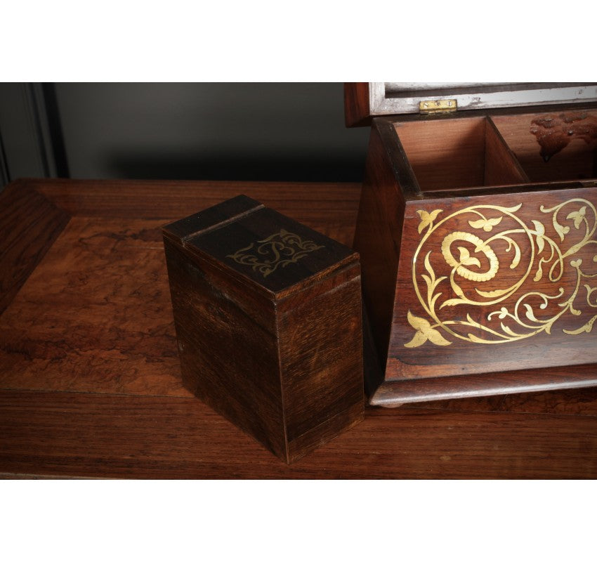 Brass Inlaid Rosewood Tea Caddy