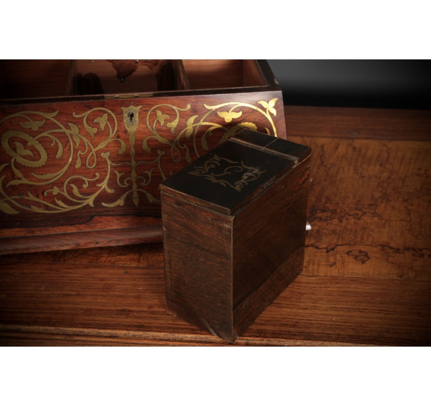 Brass Inlaid Rosewood Tea Caddy