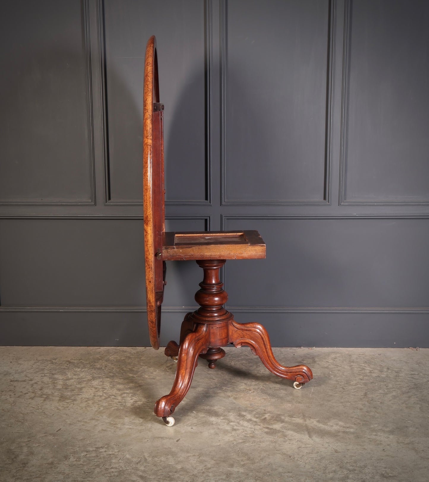 Burr Walnut Marquetry Inlaid Tilt Top Centre Table