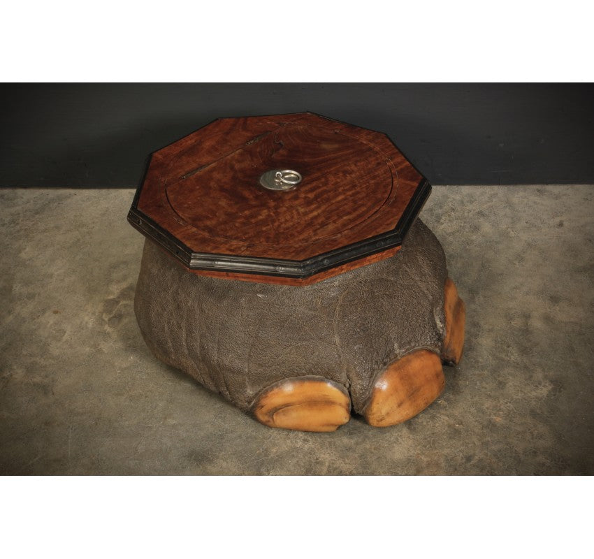 Ceylonese Satinwood & Ebony Mounted Elephant Foot Box