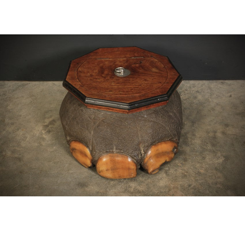 Ceylonese Satinwood & Ebony Mounted Elephant Foot Box