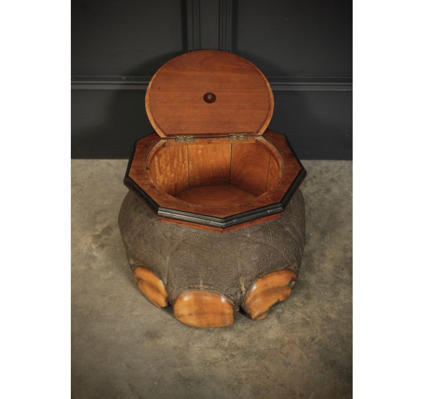 Ceylonese Satinwood & Ebony Mounted Elephant Foot Box