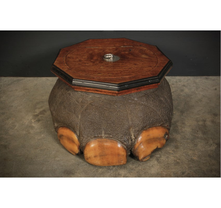 Ceylonese Satinwood & Ebony Mounted Elephant Foot Box