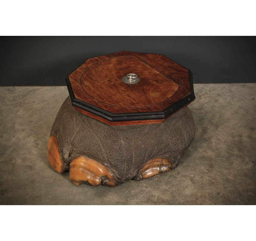 Ceylonese Satinwood & Ebony Mounted Elephant Foot Box