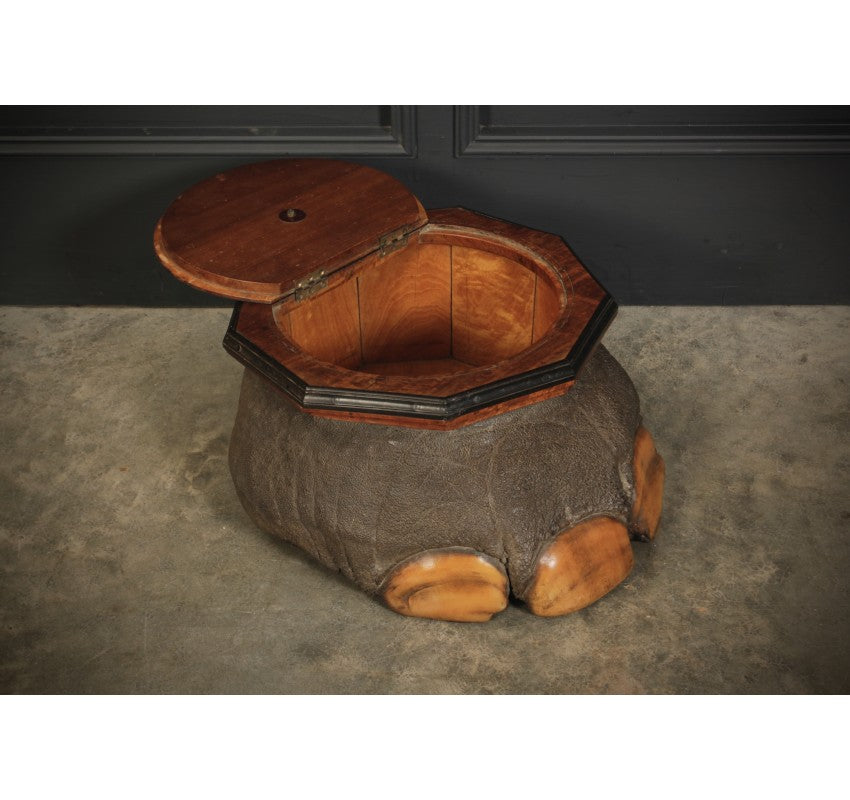 Ceylonese Satinwood & Ebony Mounted Elephant Foot Box