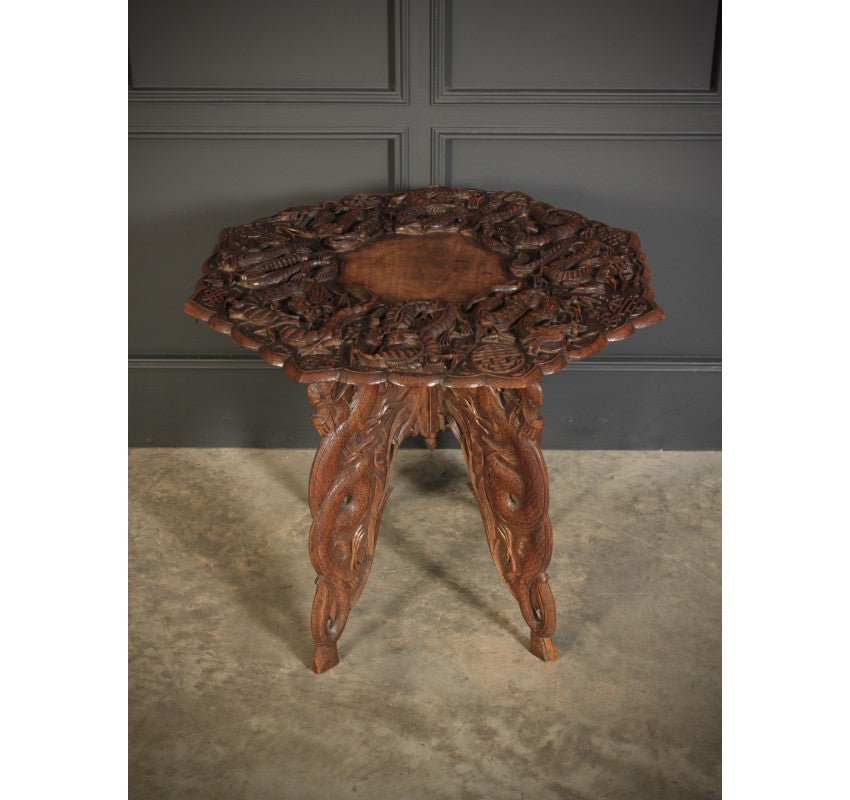 Chinese Carved Octagonal Occasional Table