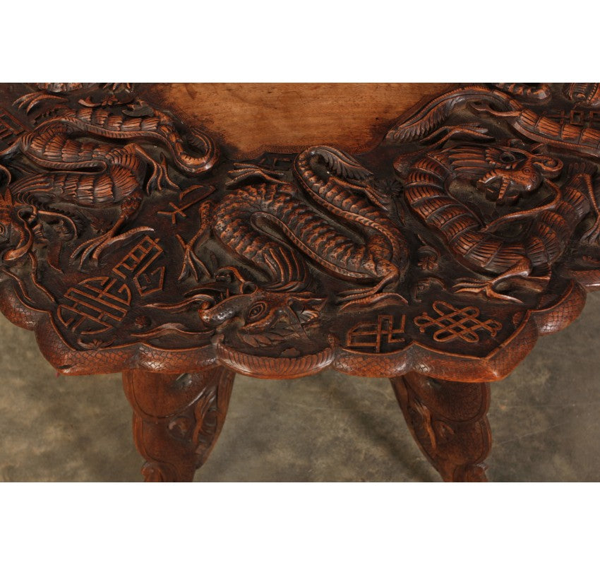 Chinese Carved Octagonal Occasional Table