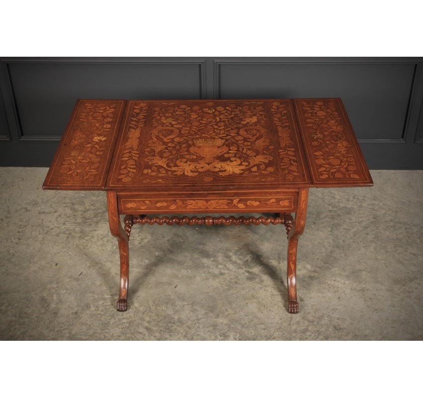 Dutch Marquetry Inlaid Walnut Sofa Table