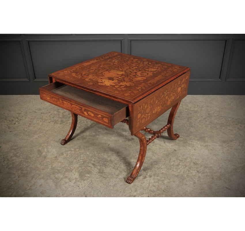 Dutch Marquetry Inlaid Walnut Sofa Table