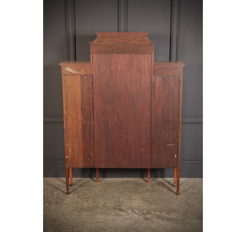 Edwardian Marquetry Inlaid Mahogany Glazed Side Cabinet