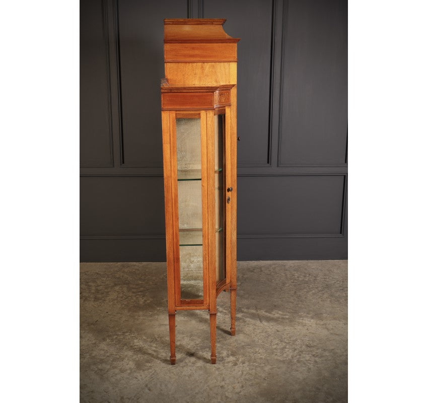 Edwardian Marquetry Inlaid Mahogany Glazed Side Cabinet