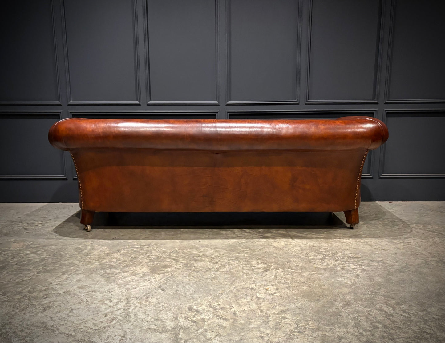 Genuine Victorian Brown Leather Sofa
