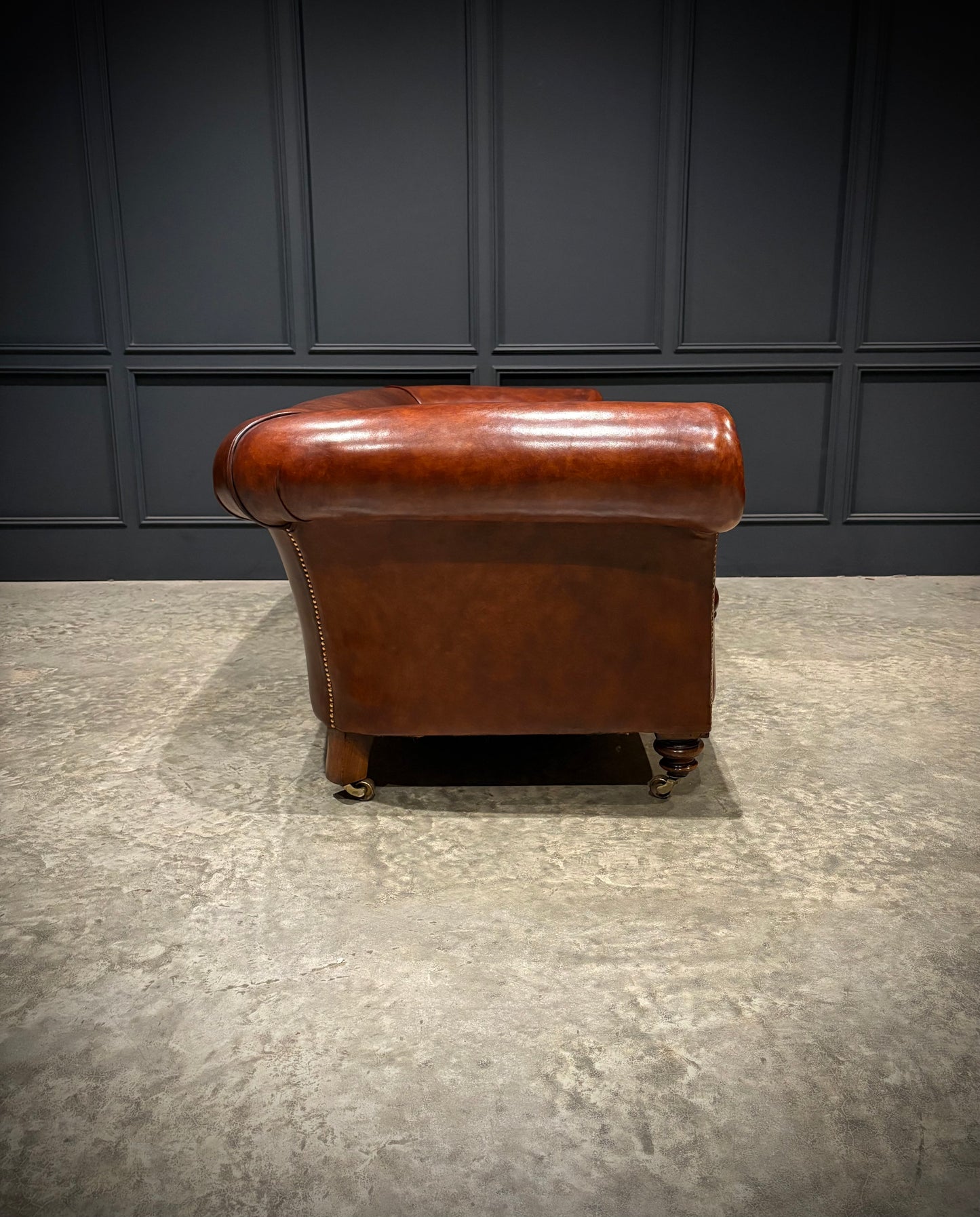 Genuine Victorian Brown Leather Sofa