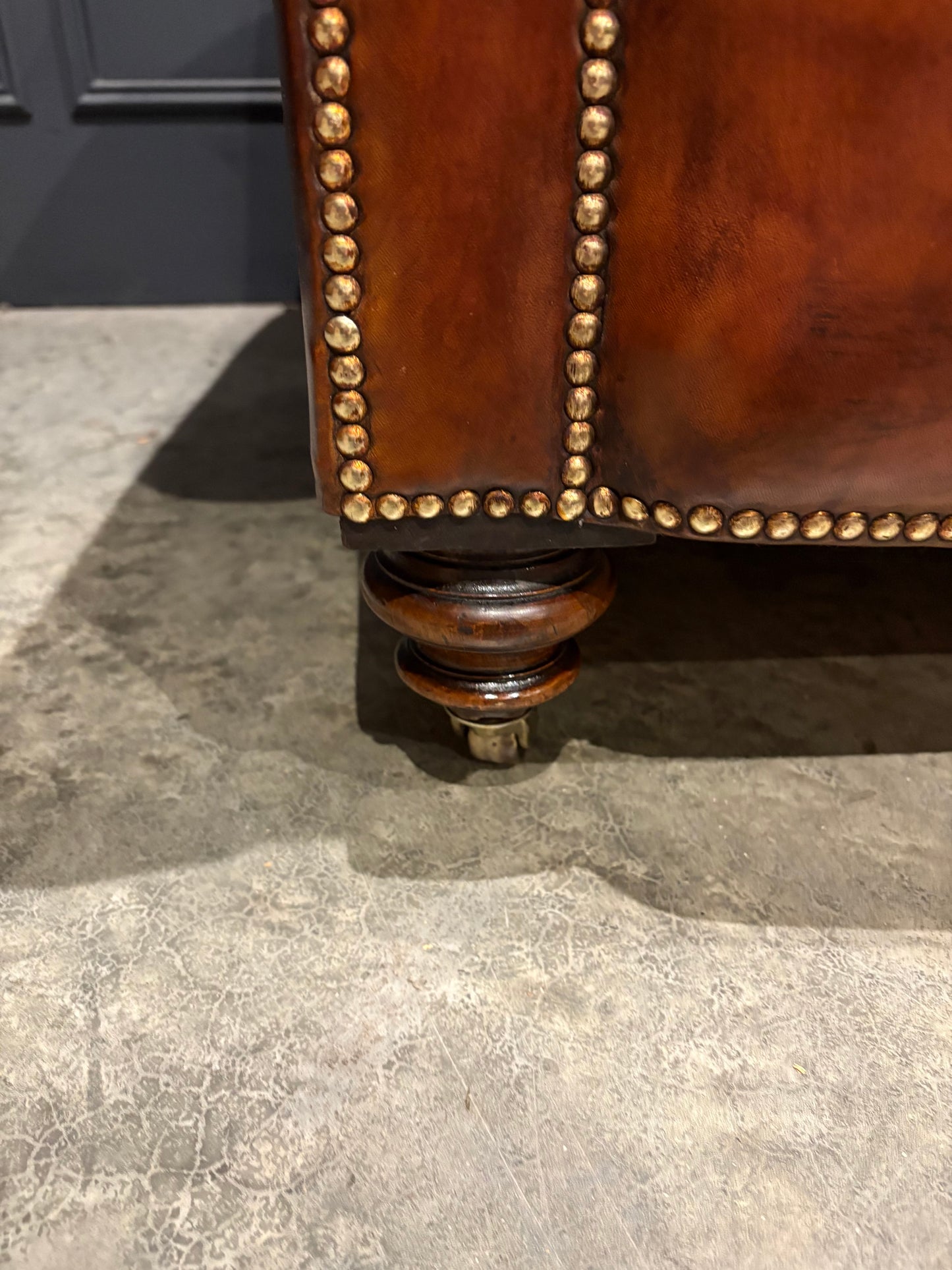 Genuine Victorian Brown Leather Sofa
