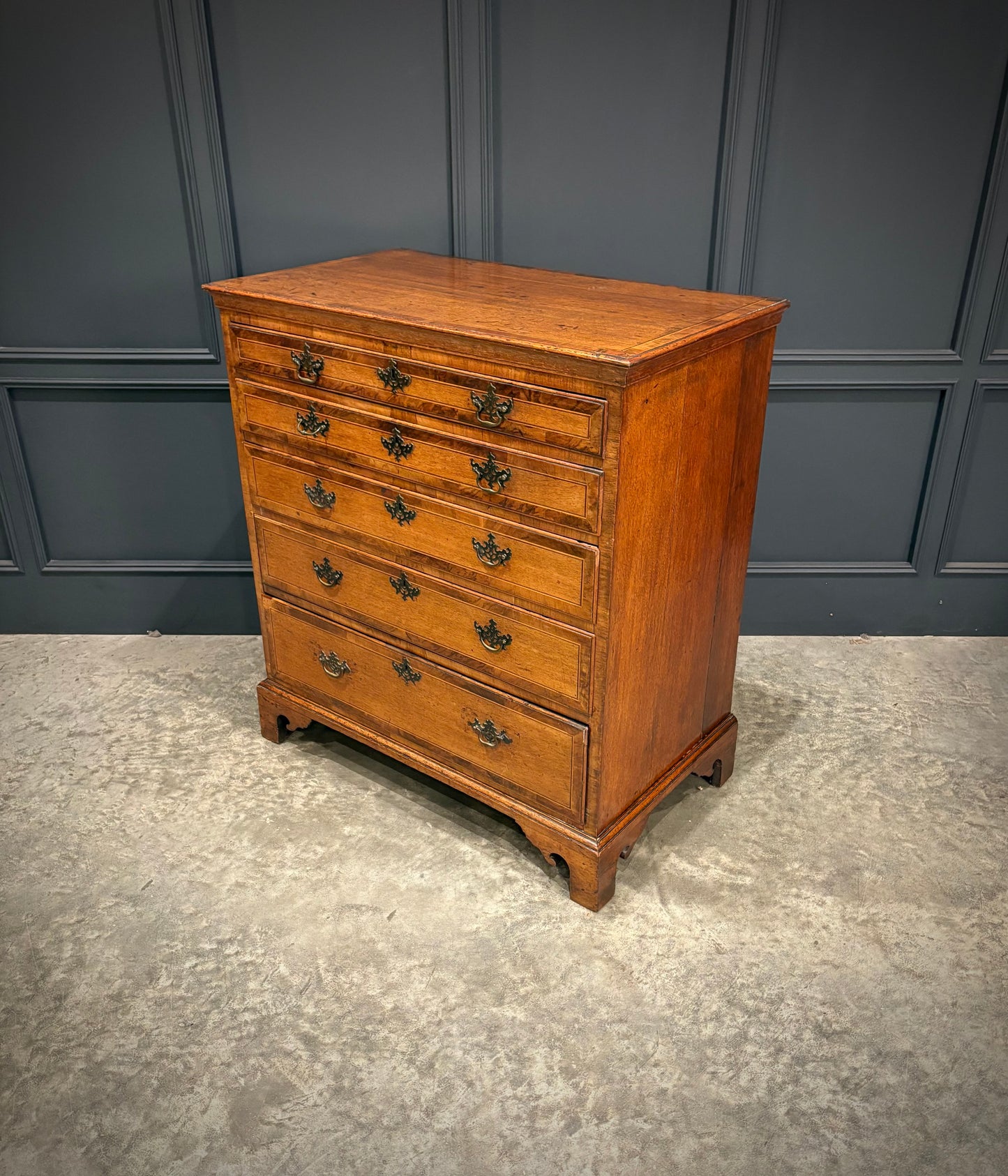 George III Inlaid Oak Chest of Drawers