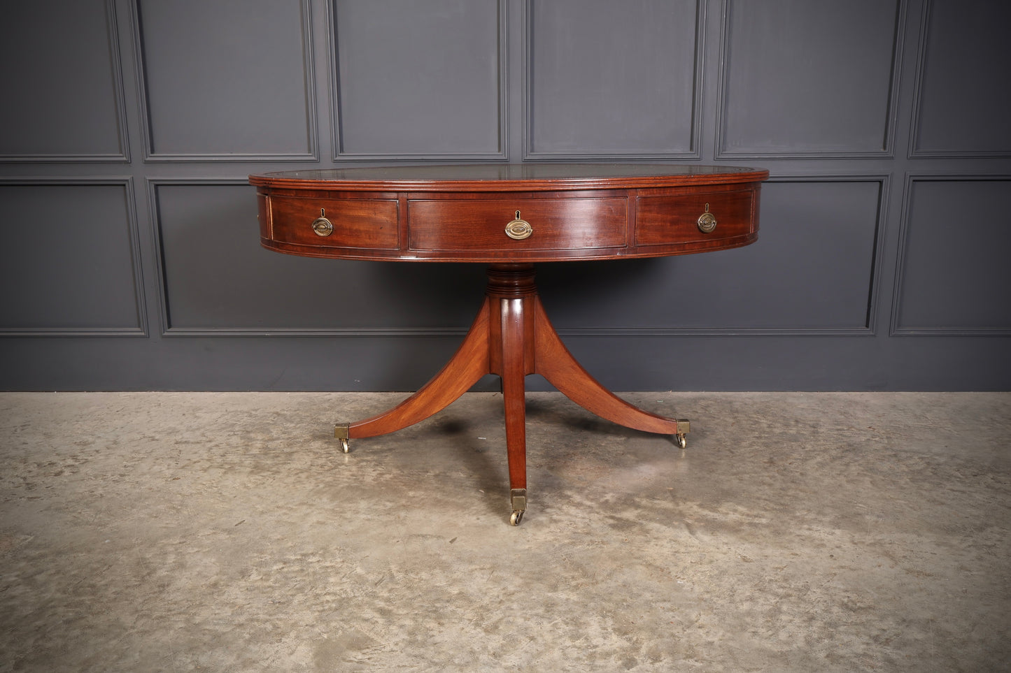 Georgian Mahogany Oval Drum Table