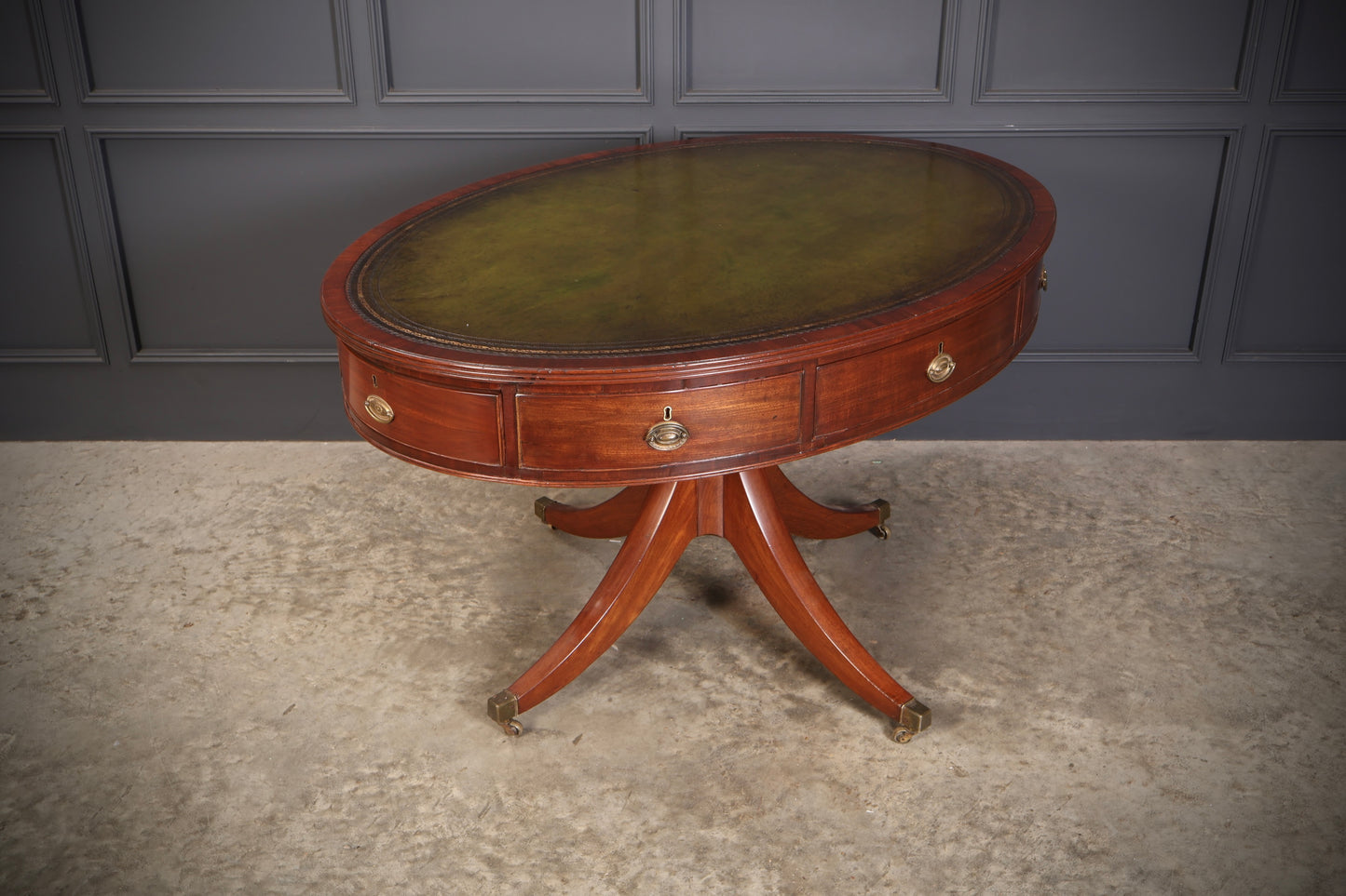 Georgian Mahogany Oval Drum Table