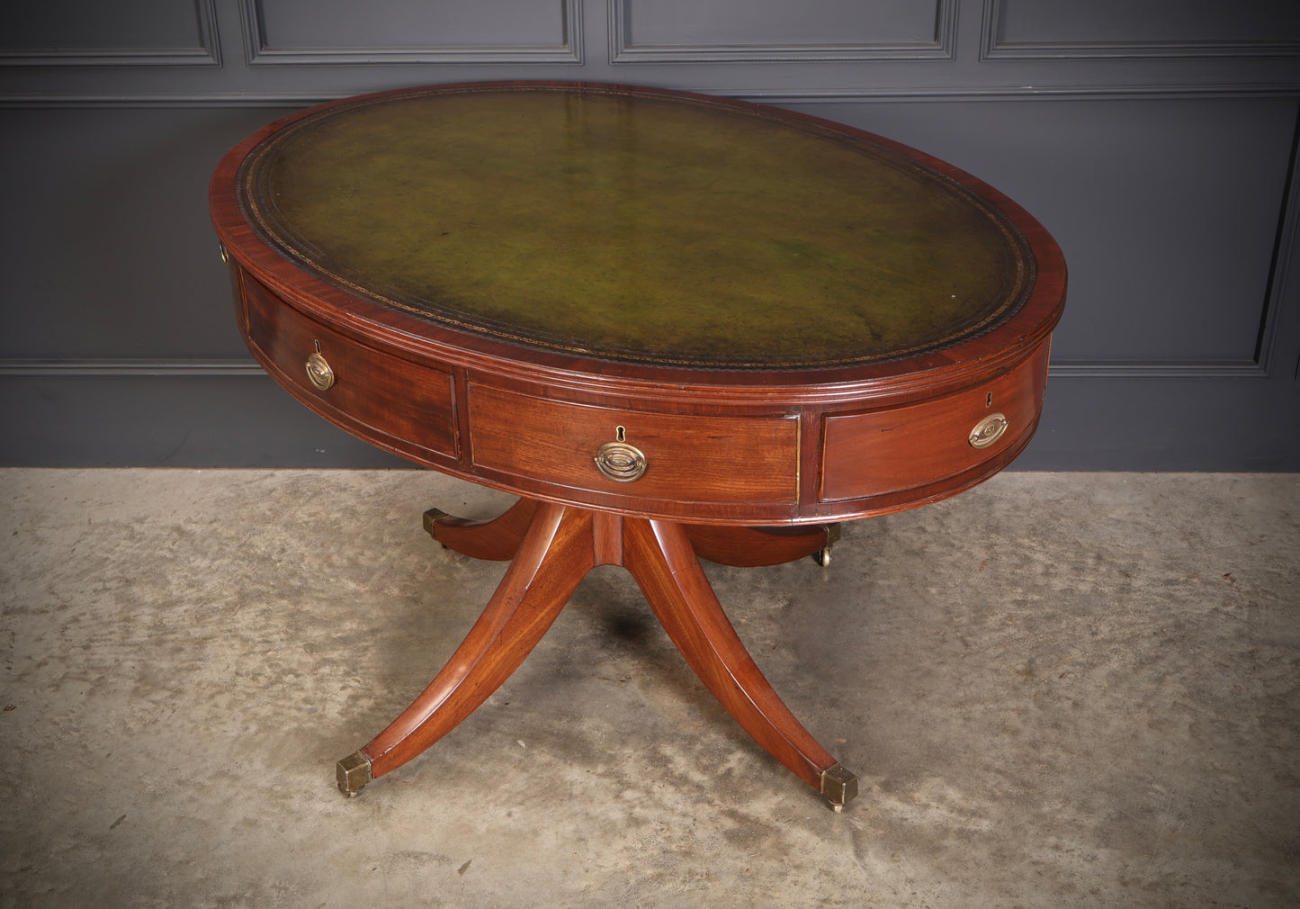 Georgian Mahogany Oval Drum Table