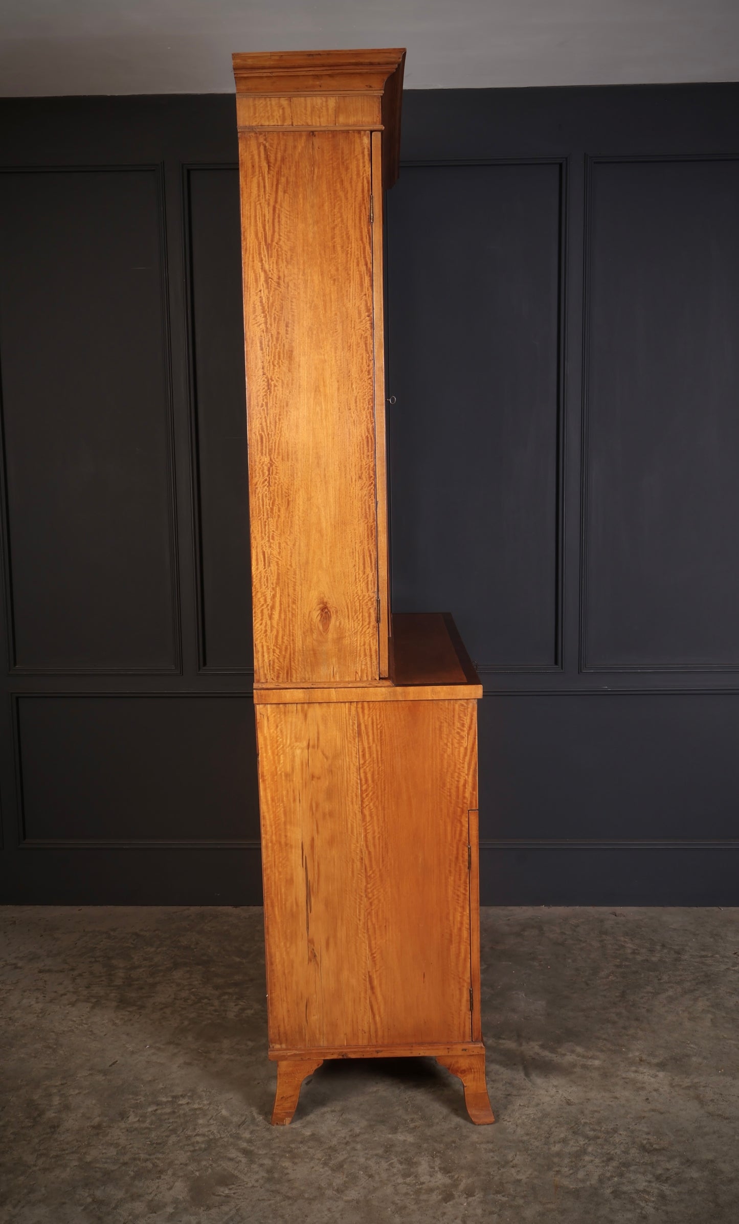 Georgian Satinwood Glazed Secretaire Bookcase