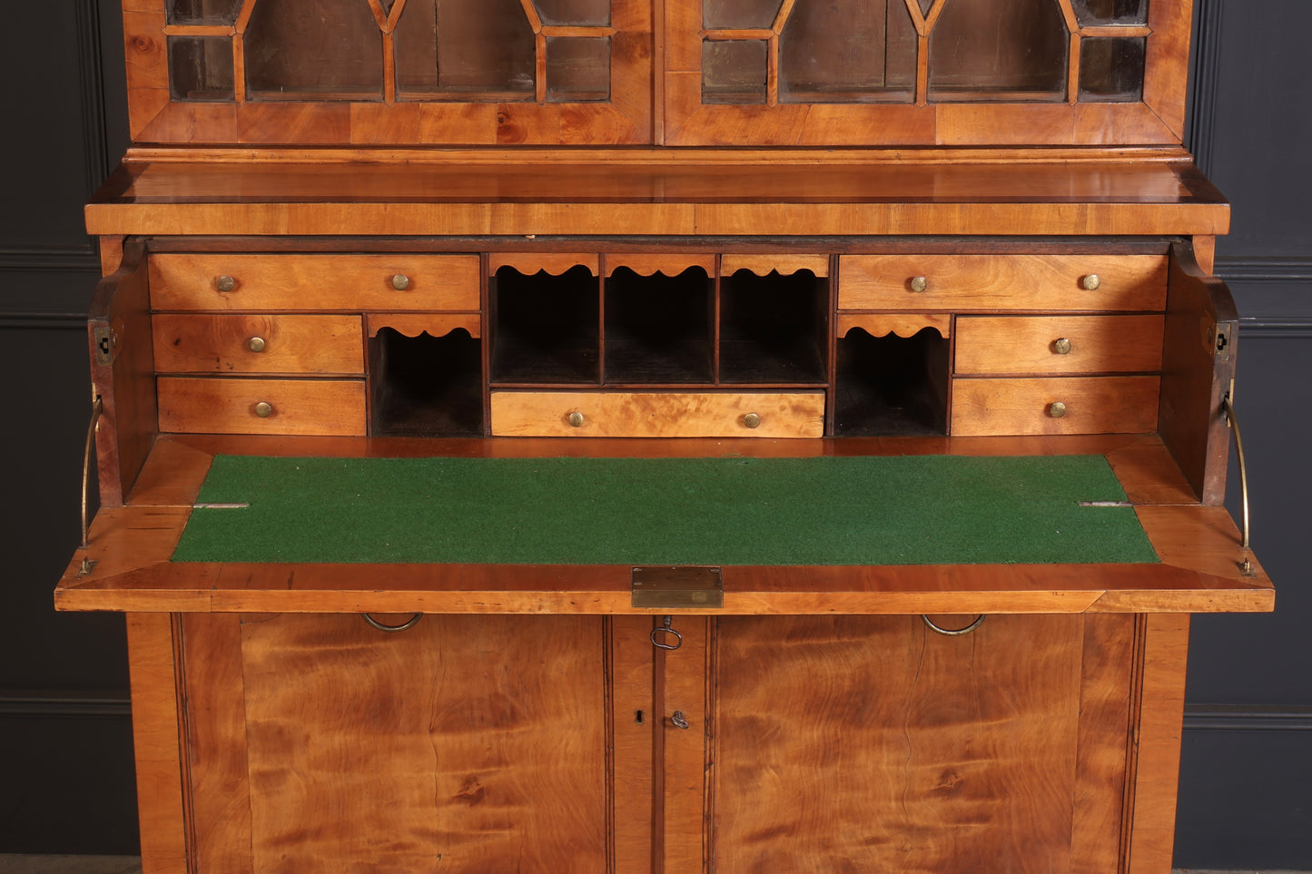 Georgian Satinwood Glazed Secretaire Bookcase