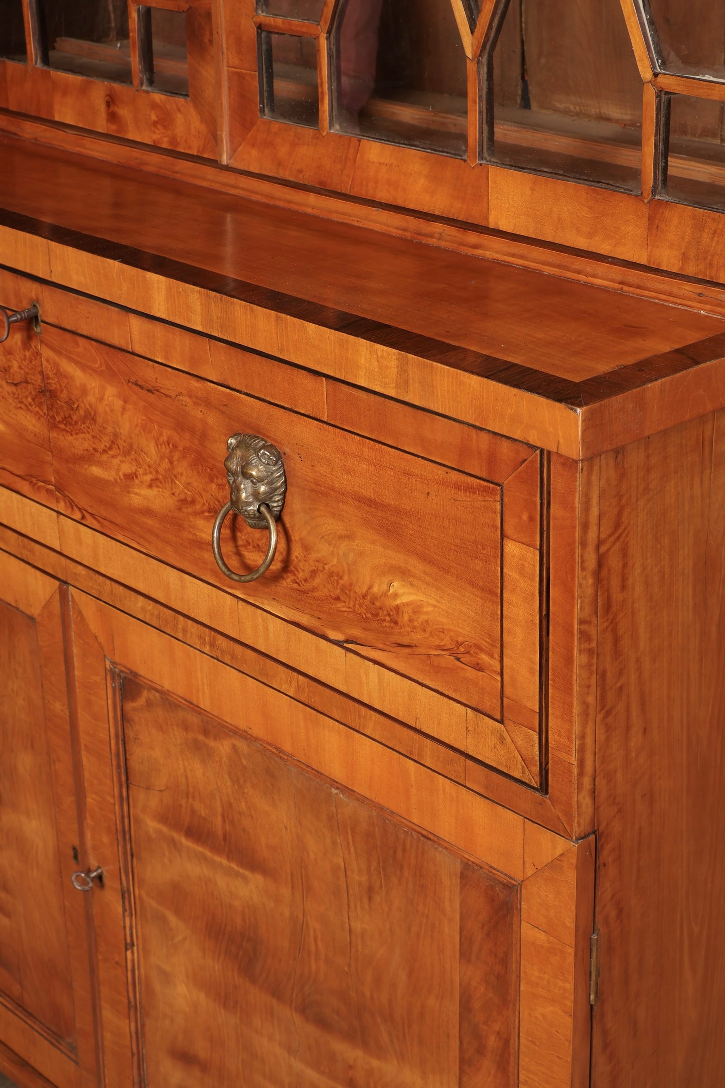 Georgian Satinwood Glazed Secretaire Bookcase