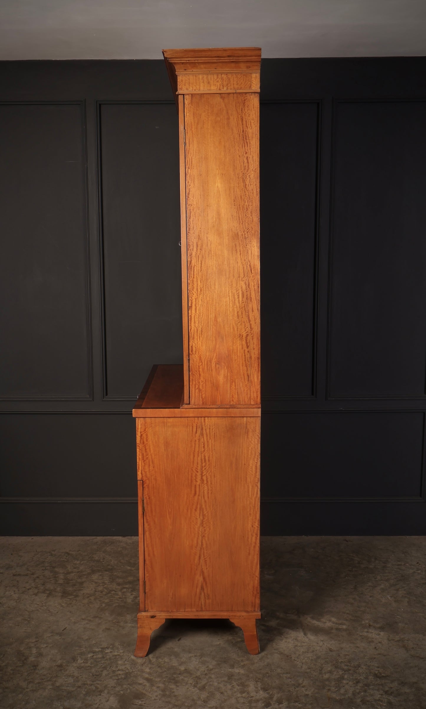 Georgian Satinwood Glazed Secretaire Bookcase