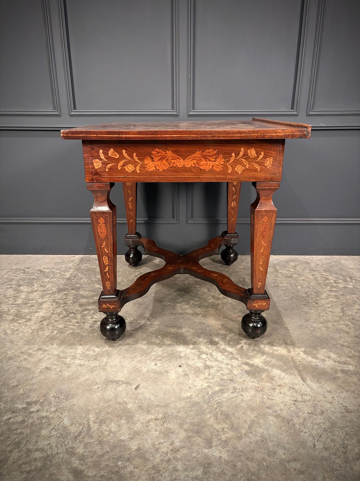 Rare 18th Century Dutch Marquetry Inlaid Architects Table