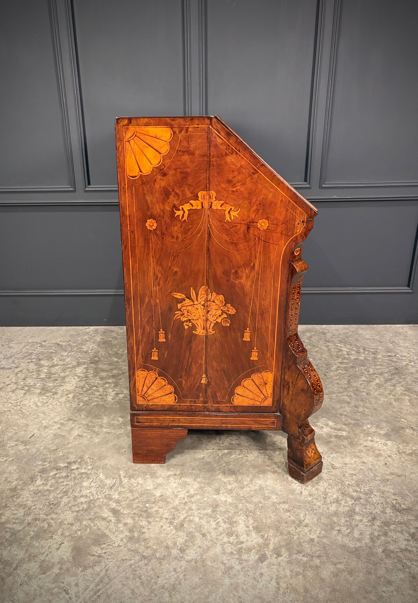 Dutch Marquetry Inlaid Walnut Bureau