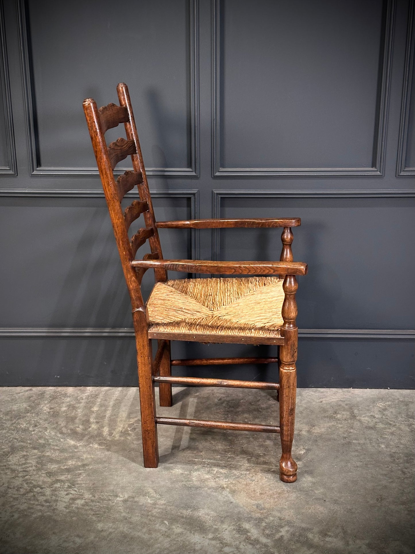 Set of Eight Ladder Back Dining Chairs