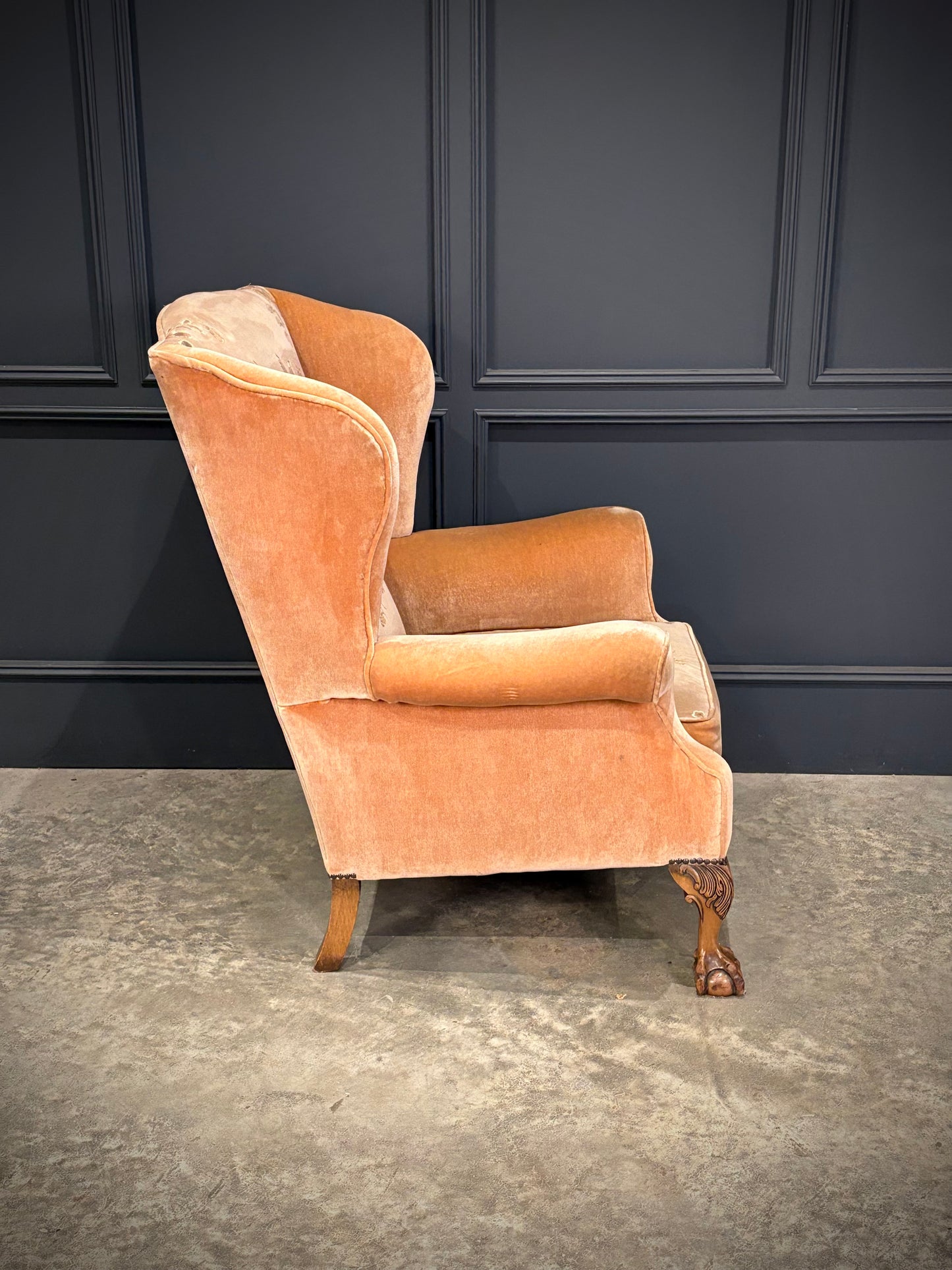 Pair Of Chippendale Style Wing Armchairs